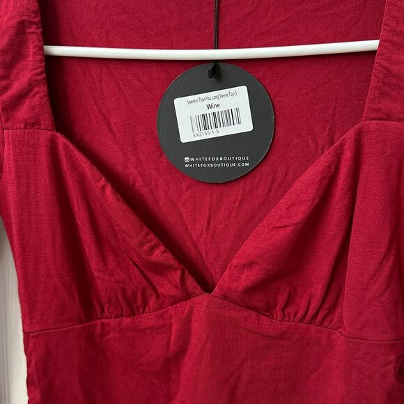 NWT White Fox Boutique Sweeter Than You Long Sleeve Top Wine Size Small - Picture 7 of 9